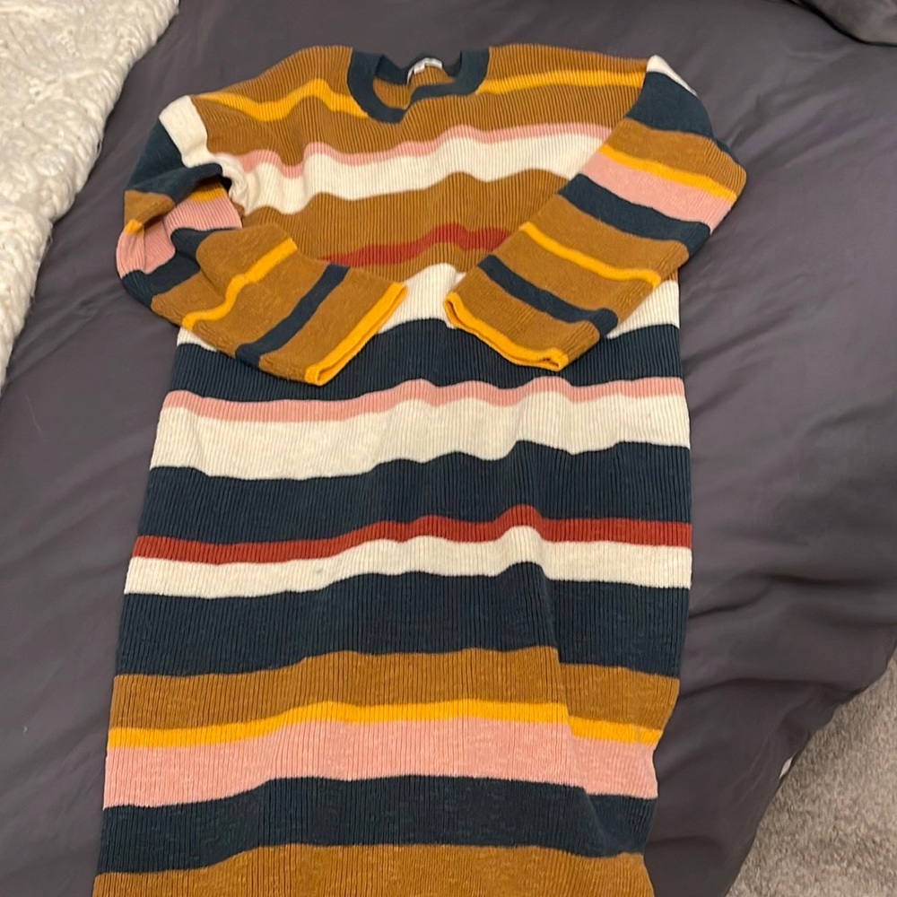 Madewell Drop-Shoulder Sweater Midi Dress in Stripe sz M